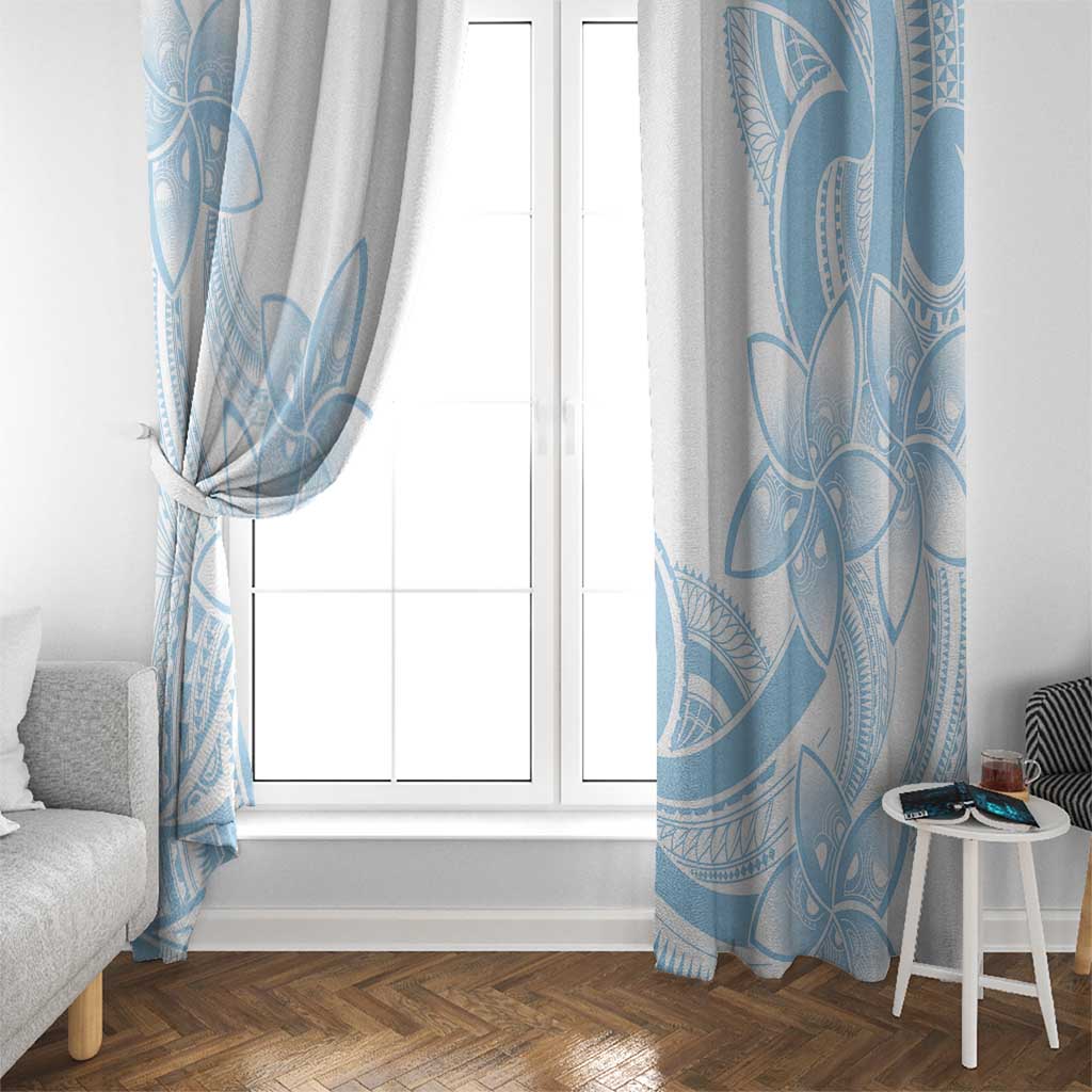 Polynesian Tribal Plumeria Lotu Tamaiti Window Curtain Pastel Sky Blue - Polynesian Pride