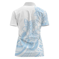 Polynesian Tribal Plumeria Lotu Tamaiti Women Polo Shirt Pastel Sky Blue - Polynesian Pride