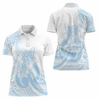 Polynesian Tribal Plumeria Lotu Tamaiti Women Polo Shirt Pastel Sky Blue - Polynesian Pride