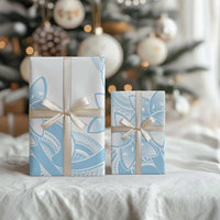 Polynesian Tribal Plumeria Lotu Tamaiti Wrapping Paper Pastel Sky Blue - Polynesian Pride