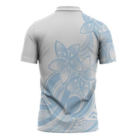 Polynesian Tribal Plumeria Lotu Tamaiti Zipper Polo Shirt Pastel Sky Blue LT9 - Polynesian Pride