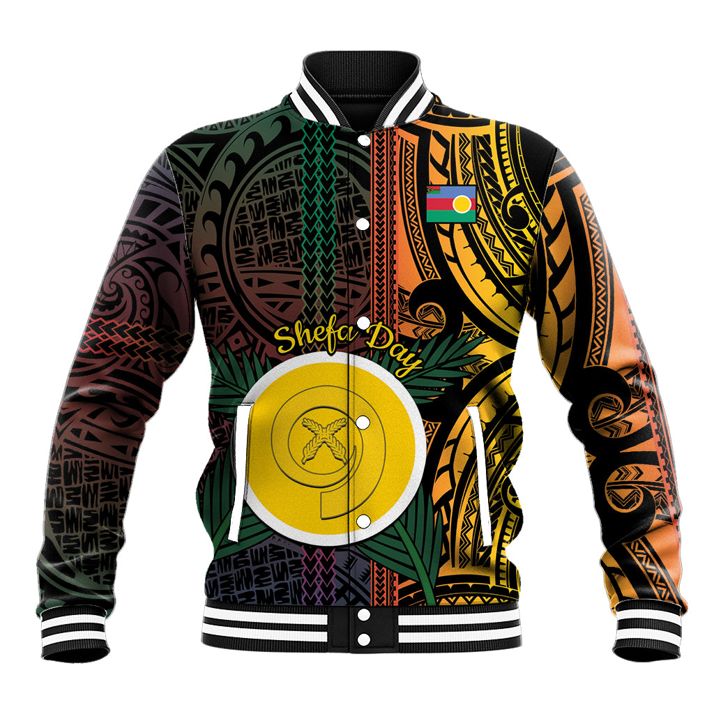 Personalised Shefa Day Baseball Jacket Happy June 18 Vanuatu Province LT14 Unisex Black - Polynesian Pride