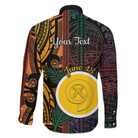 Personalised Shefa Day Family Matching Off The Shoulder Long Sleeve Dress and Hawaiian Shirt Happy June 18 Vanuatu Province