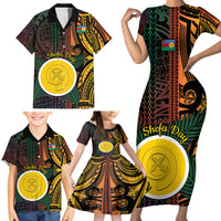Personalised Shefa Day Family Matching Short Sleeve Bodycon Dress and Hawaiian Shirt Happy June 18 Vanuatu Province LT14 - Polynesian Pride