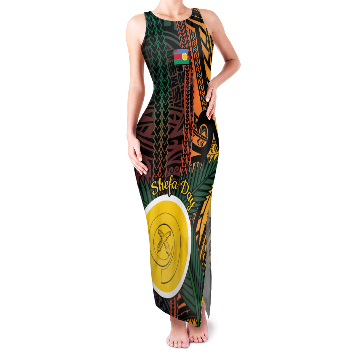 Personalised Shefa Day Family Matching Tank Maxi Dress and Hawaiian Shirt Happy June 18 Vanuatu Province