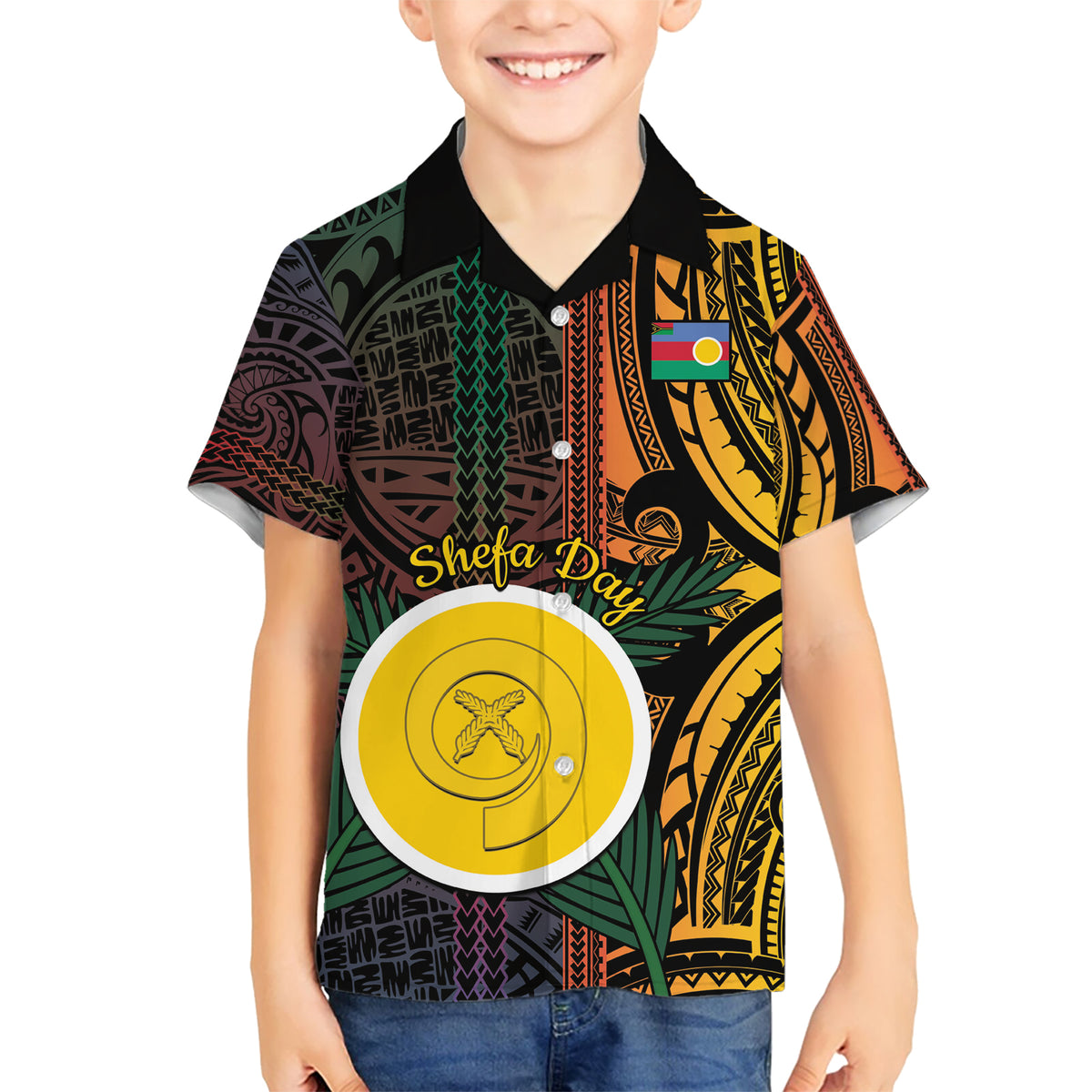 Personalised Shefa Day Kid Hawaiian Shirt Happy June 18 Vanuatu Province