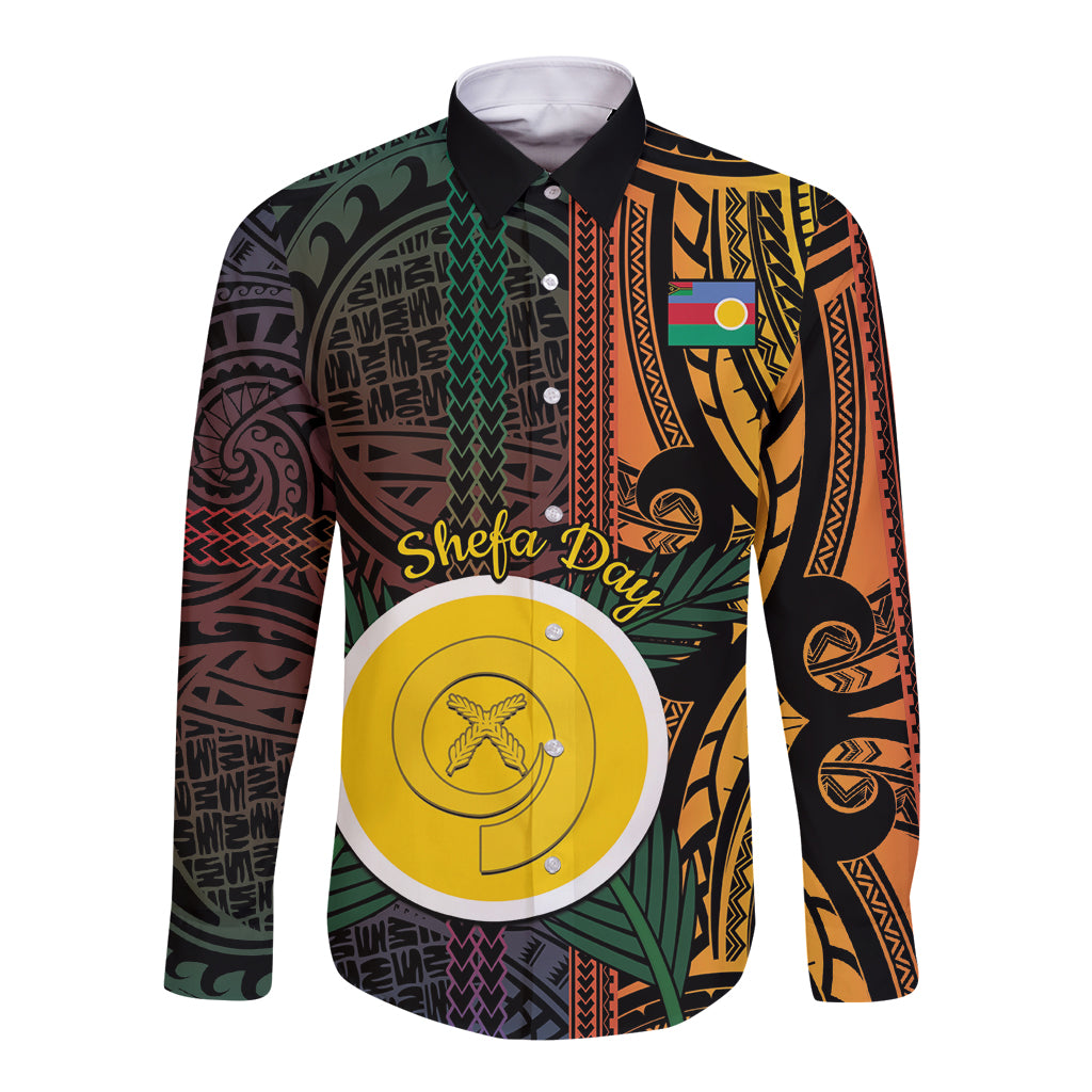 Personalised Shefa Day Long Sleeve Button Shirt Happy June 18 Vanuatu Province