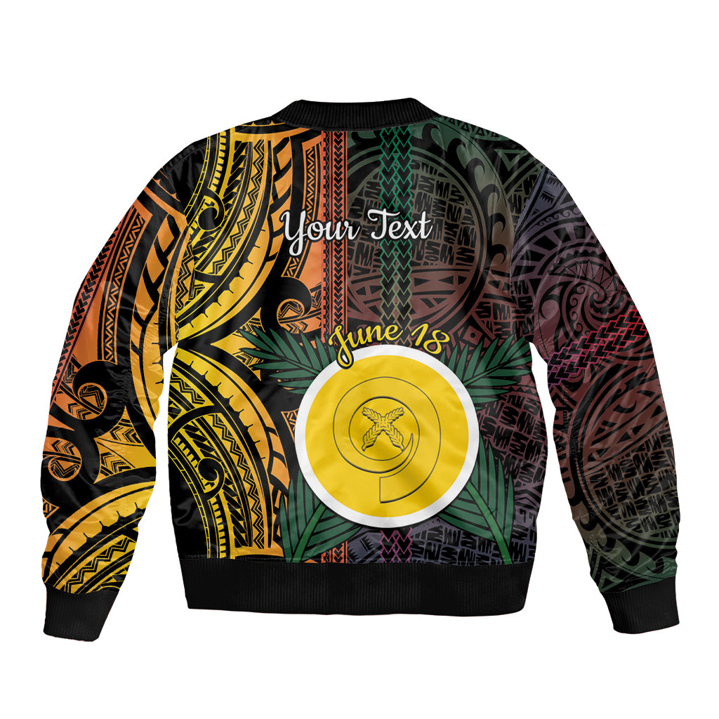 Personalised Shefa Day Sleeve Zip Bomber Jacket Happy June 18 Vanuatu Province