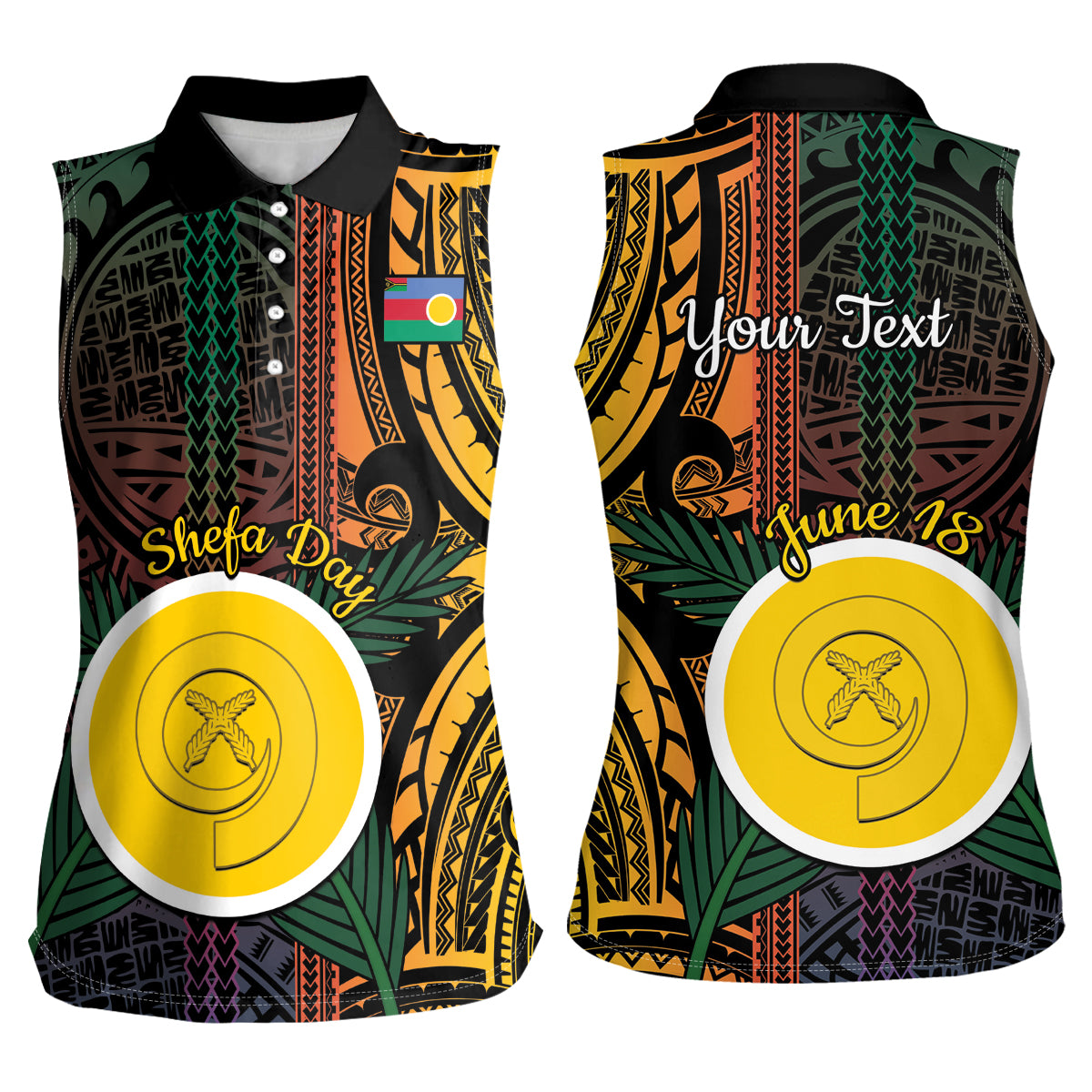 Personalised Shefa Day Women Sleeveless Polo Shirt Happy June 18 Vanuatu Province LT14 - Polynesian Pride