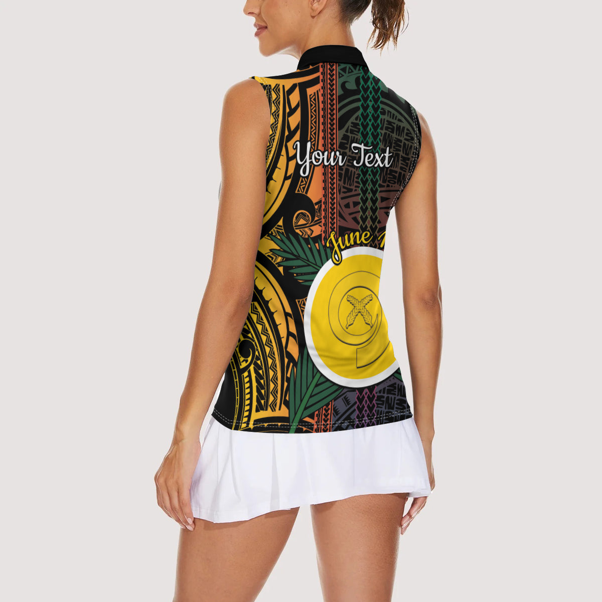 Personalised Shefa Day Women Sleeveless Polo Shirt Happy June 18 Vanuatu Province LT14 - Polynesian Pride