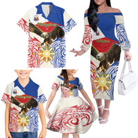 Philippines Independence Day Family Matching Off The Shoulder Long Sleeve Dress and Hawaiian Shirt Pilipinas Eagle 126th Anniversary
