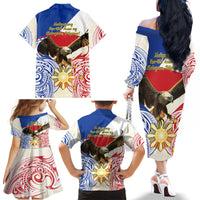 Philippines Independence Day Family Matching Off The Shoulder Long Sleeve Dress and Hawaiian Shirt Pilipinas Eagle 126th Anniversary