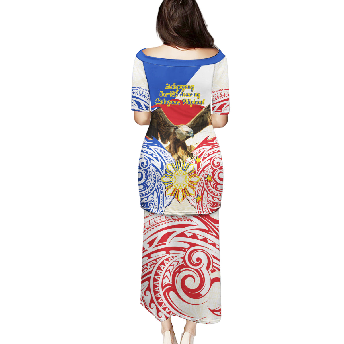 Philippines Independence Day Family Matching Puletasi and Hawaiian Shirt Pilipinas Eagle 126th Anniversary