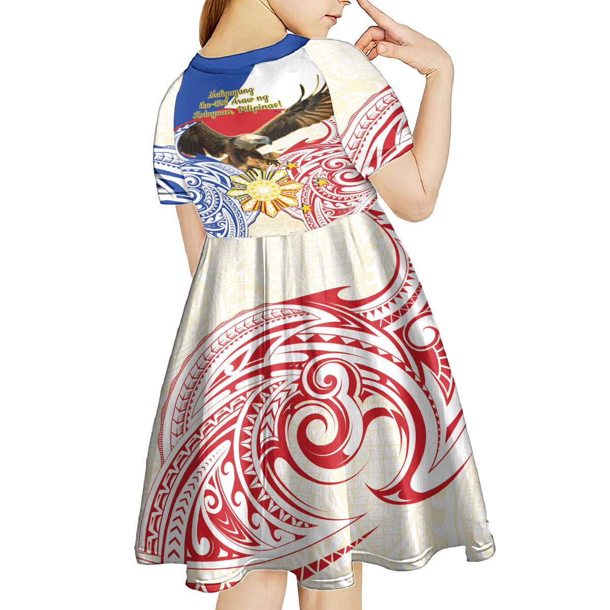 Philippines Independence Day Kid Short Sleeve Dress Pilipinas Eagle 126th Anniversary