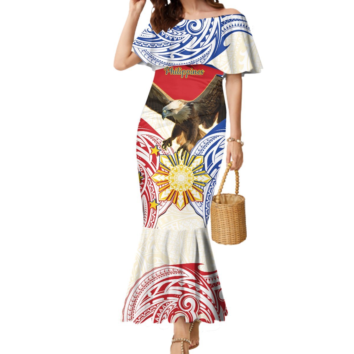 Philippines Independence Day Mermaid Dress Pilipinas Eagle 126th Anniversary LT14 Women Blue - Polynesian Pride