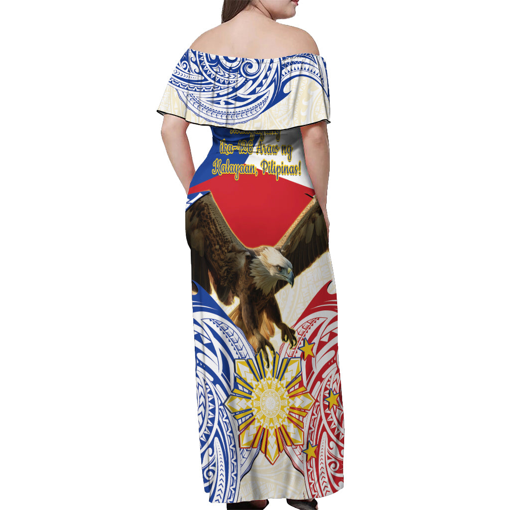 Philippines Independence Day Off Shoulder Maxi Dress Pilipinas Eagle 126th Anniversary LT14 - Polynesian Pride