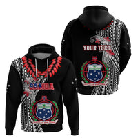 Custom Samoa Hoodie Ula Fala Mix Samoan Tribal Black Version LT14 - Polynesian Pride