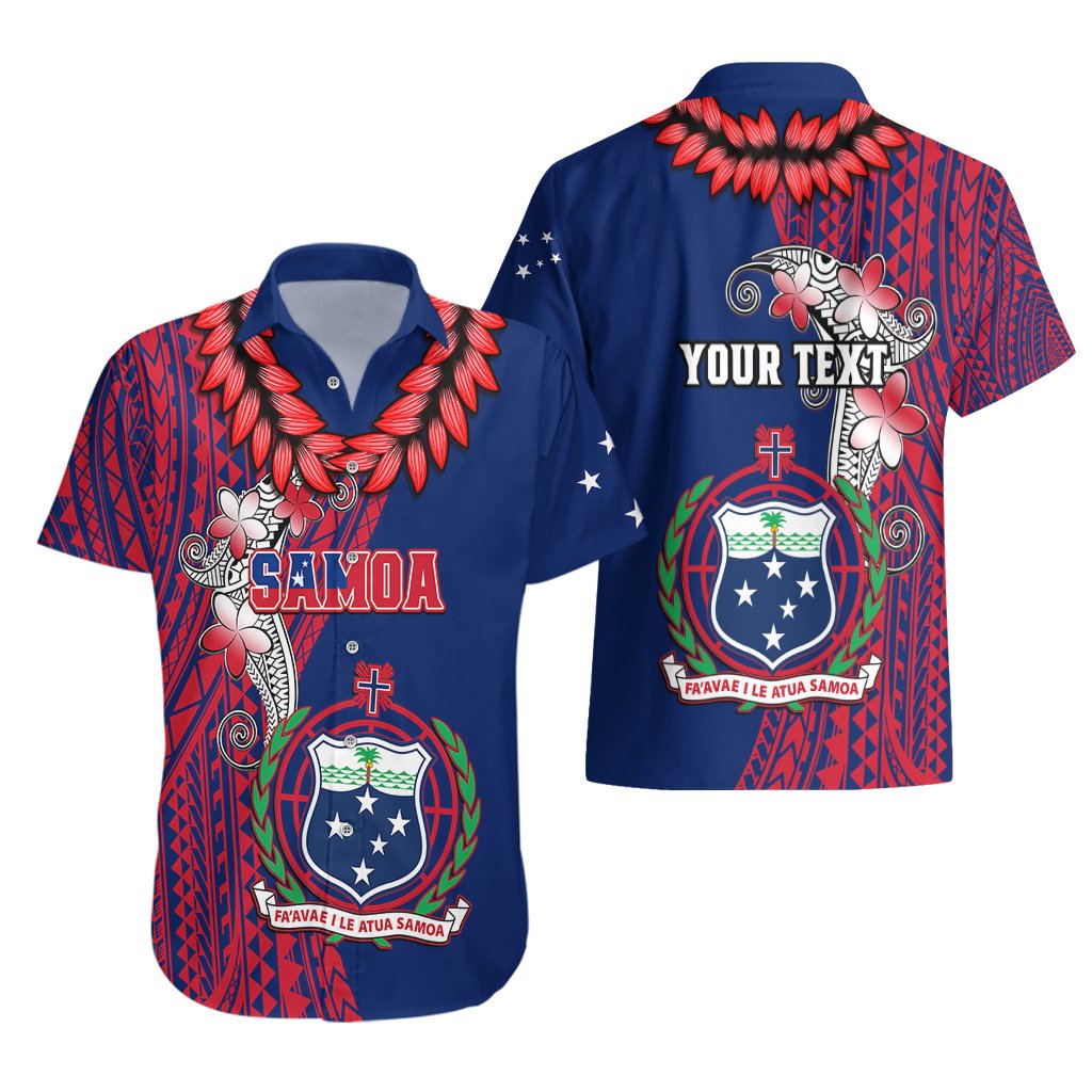 Personalised Samoa Hawaiian Shirt Ula Fala Mix Samoan Tribal Blue Version LT14 - Polynesian Pride