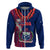 Custom Samoa Hoodie Ula Fala Mix Samoan Tribal Blue Version LT14 Zip Hoodie Blue - Polynesian Pride