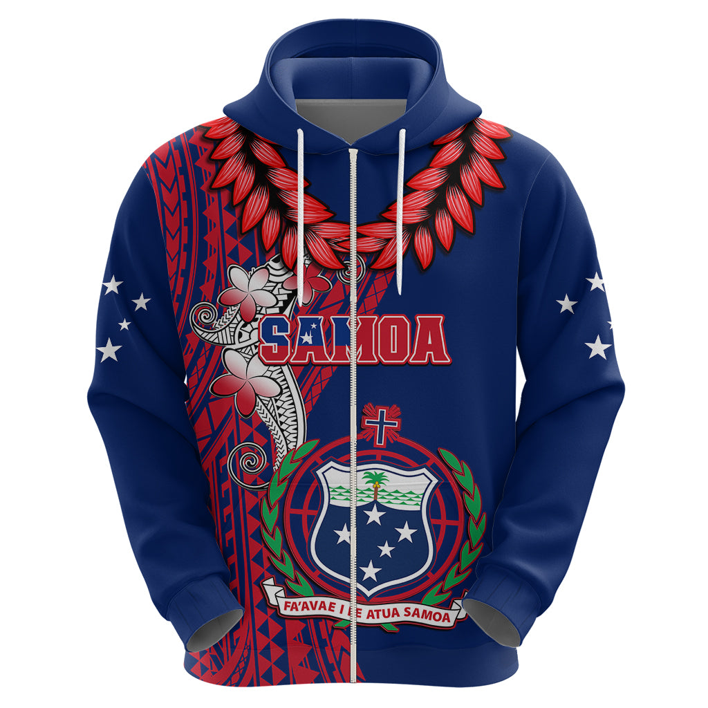 Custom Samoa Hoodie Ula Fala Mix Samoan Tribal Blue Version LT14 - Polynesian Pride