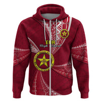 Custom Tonga Beulah College Hoodie Class of Year Tongan Ngatu Pattern LT14 Zip Hoodie Maroon - Polynesian Pride