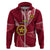 Custom Tonga Beulah College Hoodie Class of Year Tongan Ngatu Pattern LT14 Zip Hoodie Maroon - Polynesian Pride