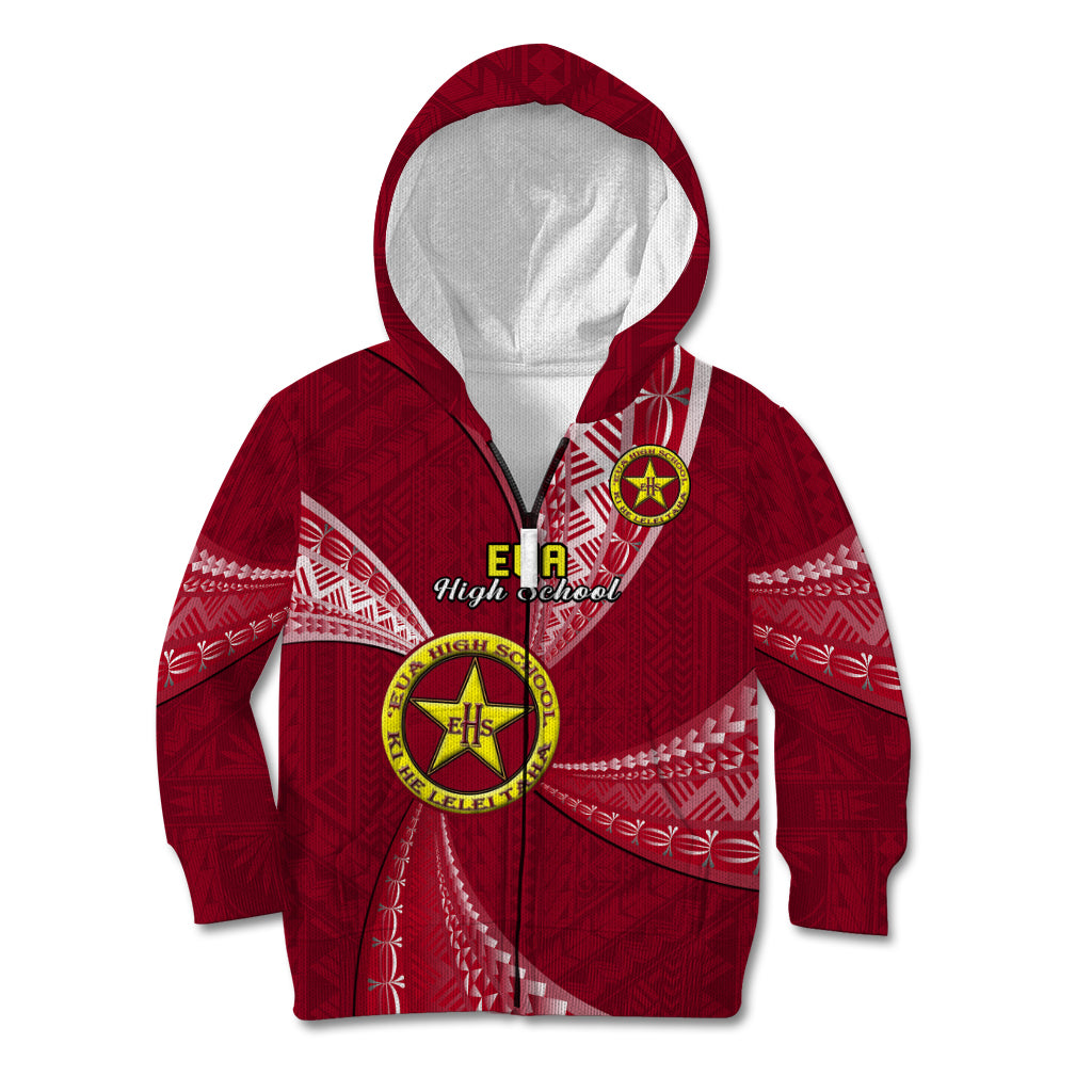 Personalised Tonga Beulah College Kid Hoodie Class Of Year Tongan Ngatu Pattern LT14 Zip Hoodie Maroon - Polynesian Pride