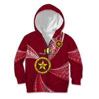 Personalised Tonga Beulah College Kid Hoodie Class Of Year Tongan Ngatu Pattern LT14 Zip Hoodie Maroon - Polynesian Pride