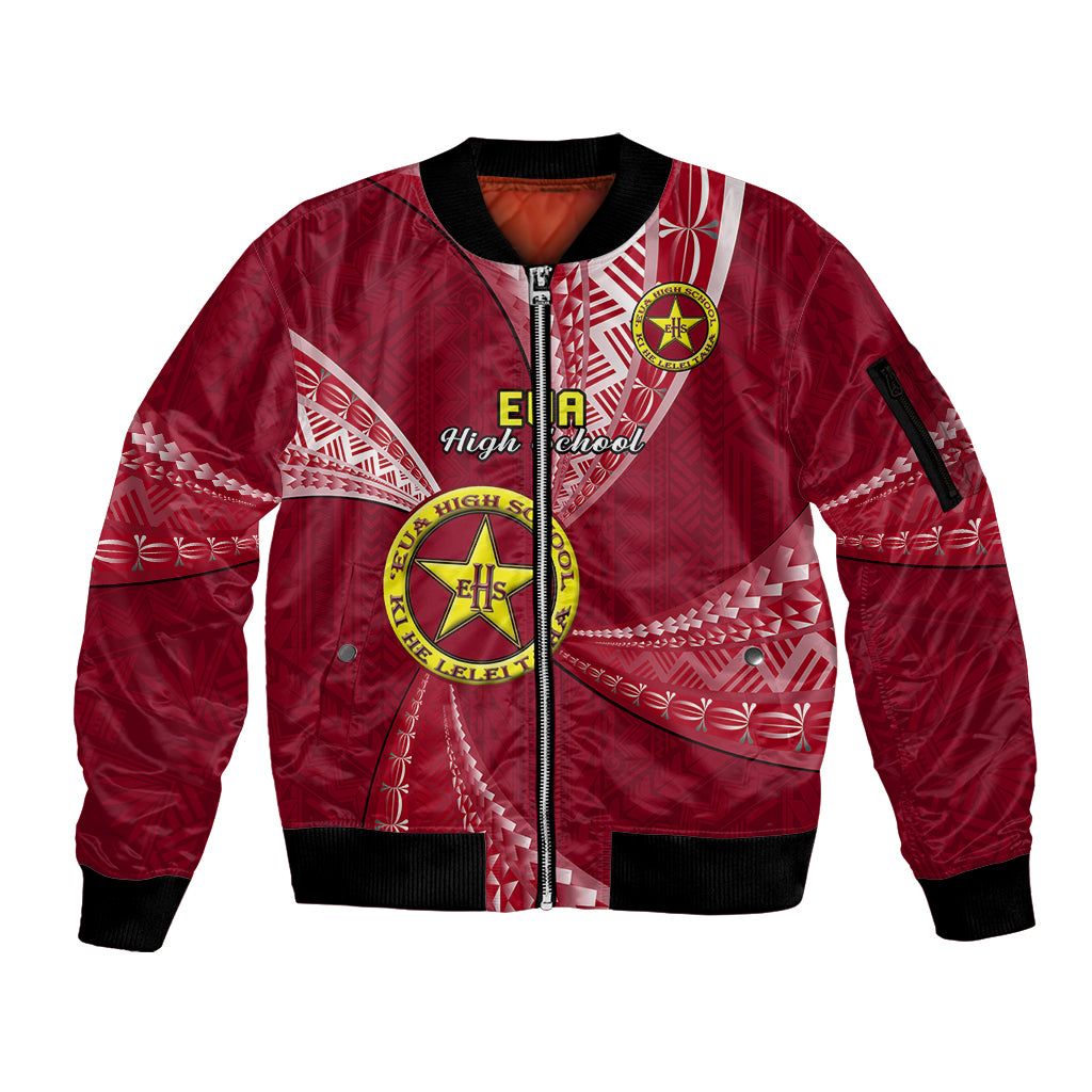 Personalised Tonga Beulah College Sleeve Zip Bomber Jacket Class Of Year Tongan Ngatu Pattern LT14 Unisex Maroon - Polynesian Pride