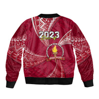 Personalised Tonga Beulah College Sleeve Zip Bomber Jacket Class Of Year Tongan Ngatu Pattern LT14 - Polynesian Pride