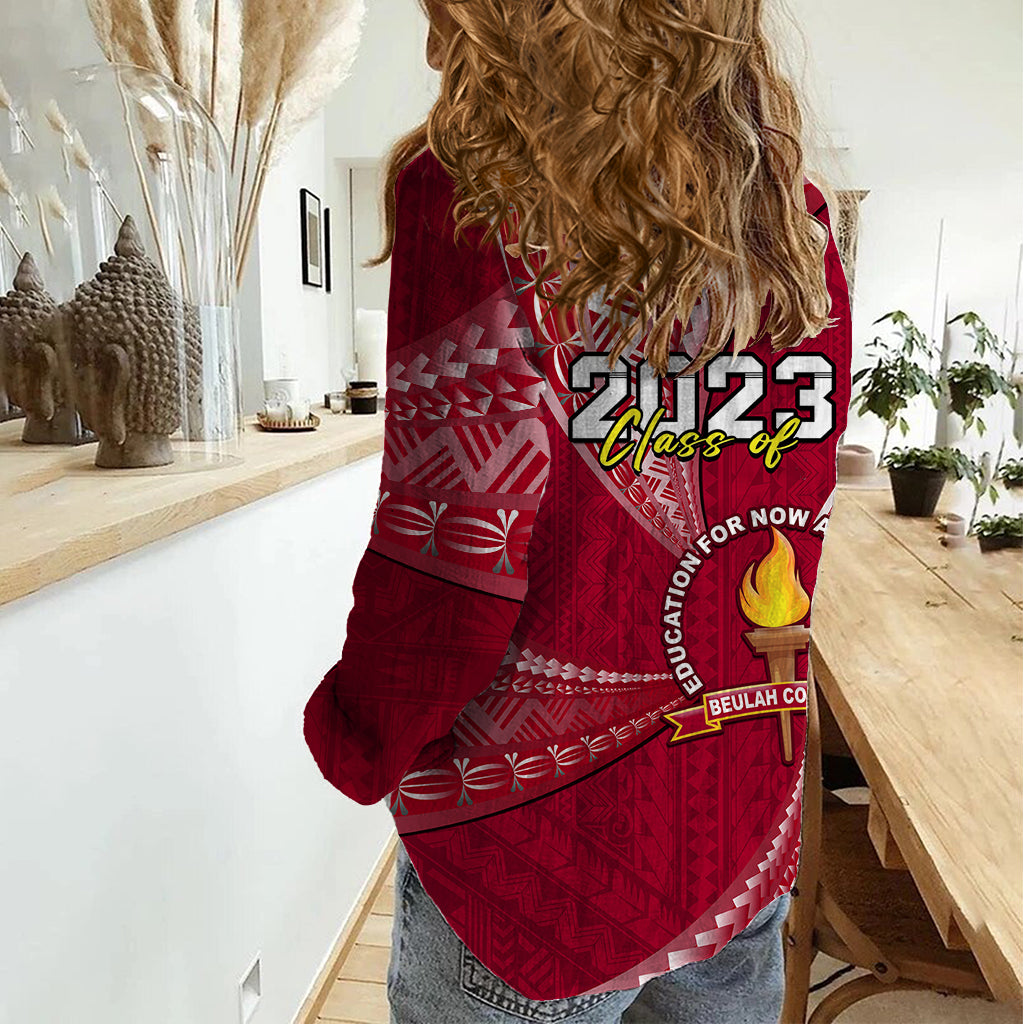 Personalised Tonga Beulah College Women Casual Shirt Class Of Year Tongan Ngatu Pattern LT14 - Polynesian Pride