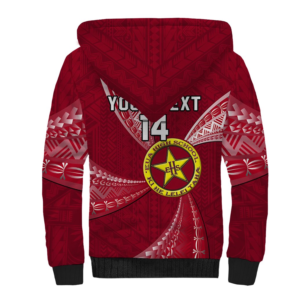 Personalised Tonga Eua High School Sherpa Hoodie Tongan Ngatu Pattern LT14 - Polynesian Pride