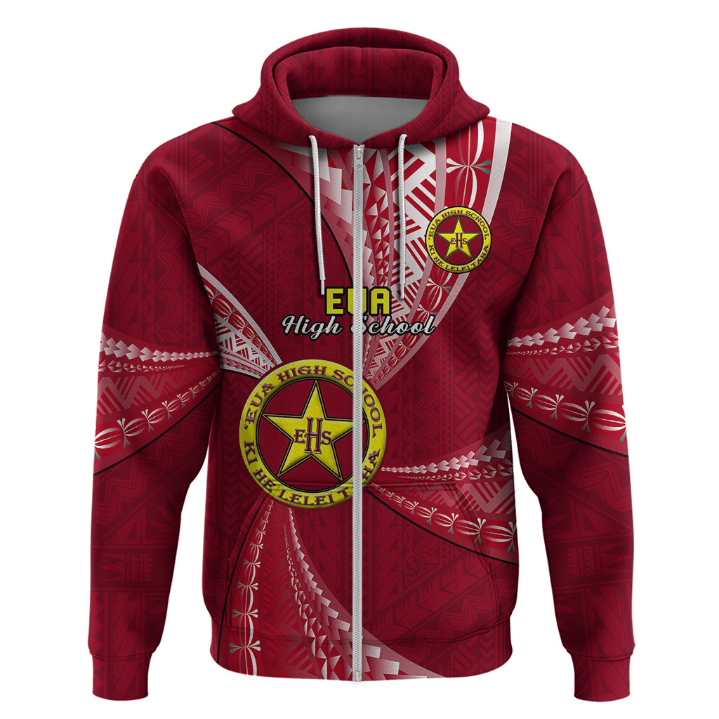Custom Tonga Eua High School Hoodie Class of Year Tongan Ngatu Pattern LT14 Zip Hoodie Maroon - Polynesian Pride