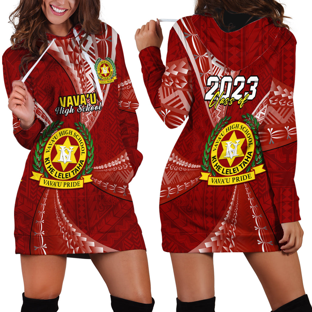 Personalised Tonga Vavau High School Hoodie Dress Class Of Year Tongan Ngatu Pattern LT14 - Polynesian Pride