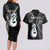 Personalised New Zealand Couples Long Sleeve Bodycon Dress and Hawaiian Shirt Aotearoa Silver Fern With Manaia Maori Unique Black LT14 - Polynesian Pride