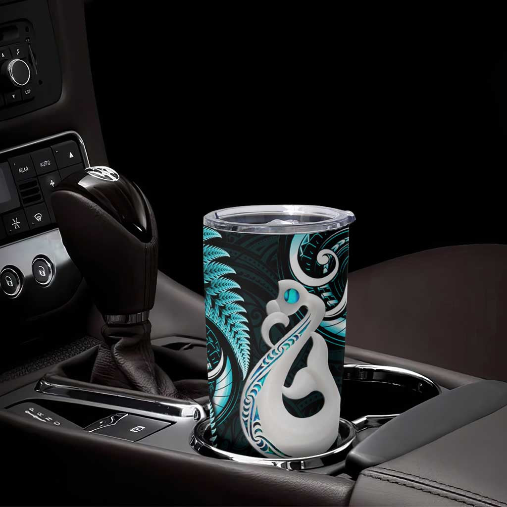 New Zealand Tumbler Cup Aotearoa Silver Fern With Manaia Maori Unique Turquoise