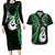 Personalised New Zealand Couples Long Sleeve Bodycon Dress and Hawaiian Shirt Aotearoa Silver Fern With Manaia Maori Unique Green LT14 Green - Polynesian Pride