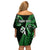 Personalised New Zealand Off Shoulder Short Dress Aotearoa Silver Fern With Manaia Maori Unique Green LT14 - Polynesian Pride