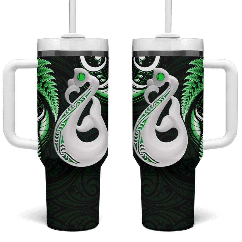 New Zealand Tumbler With Handle Aotearoa Silver Fern With Manaia Maori Unique Green