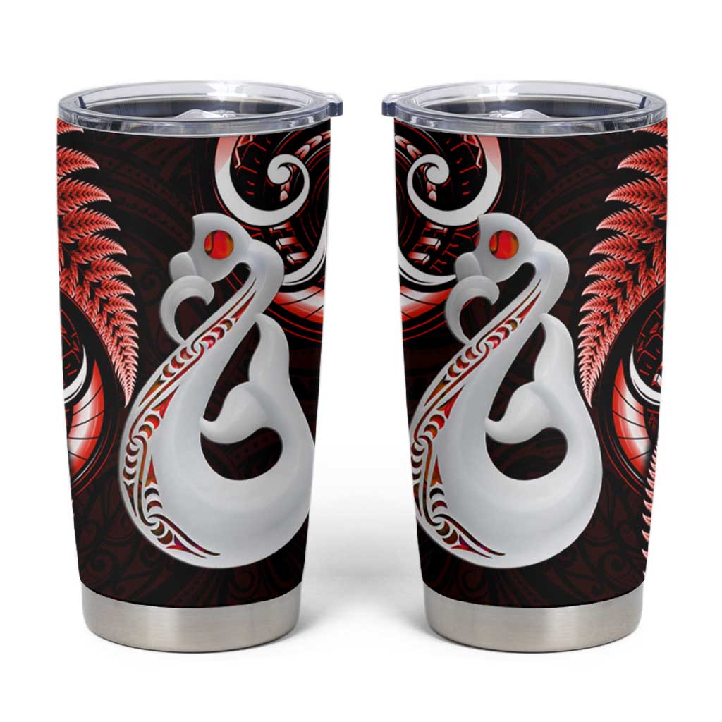 New Zealand Tumbler Cup Aotearoa Silver Fern With Manaia Maori Unique Red