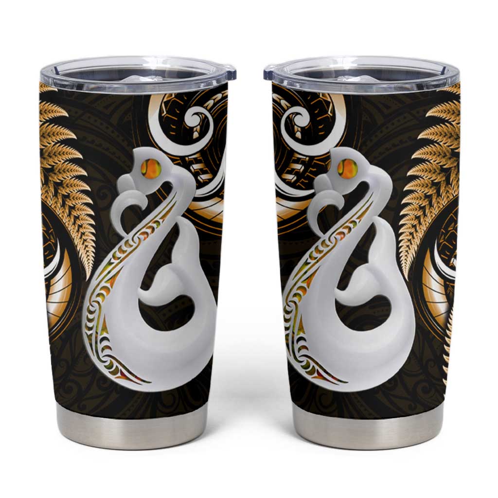 New Zealand Tumbler Cup Aotearoa Silver Fern With Manaia Maori Unique Gold
