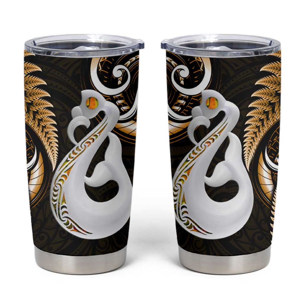 New Zealand Tumbler Cup Aotearoa Silver Fern With Manaia Maori Unique Gold