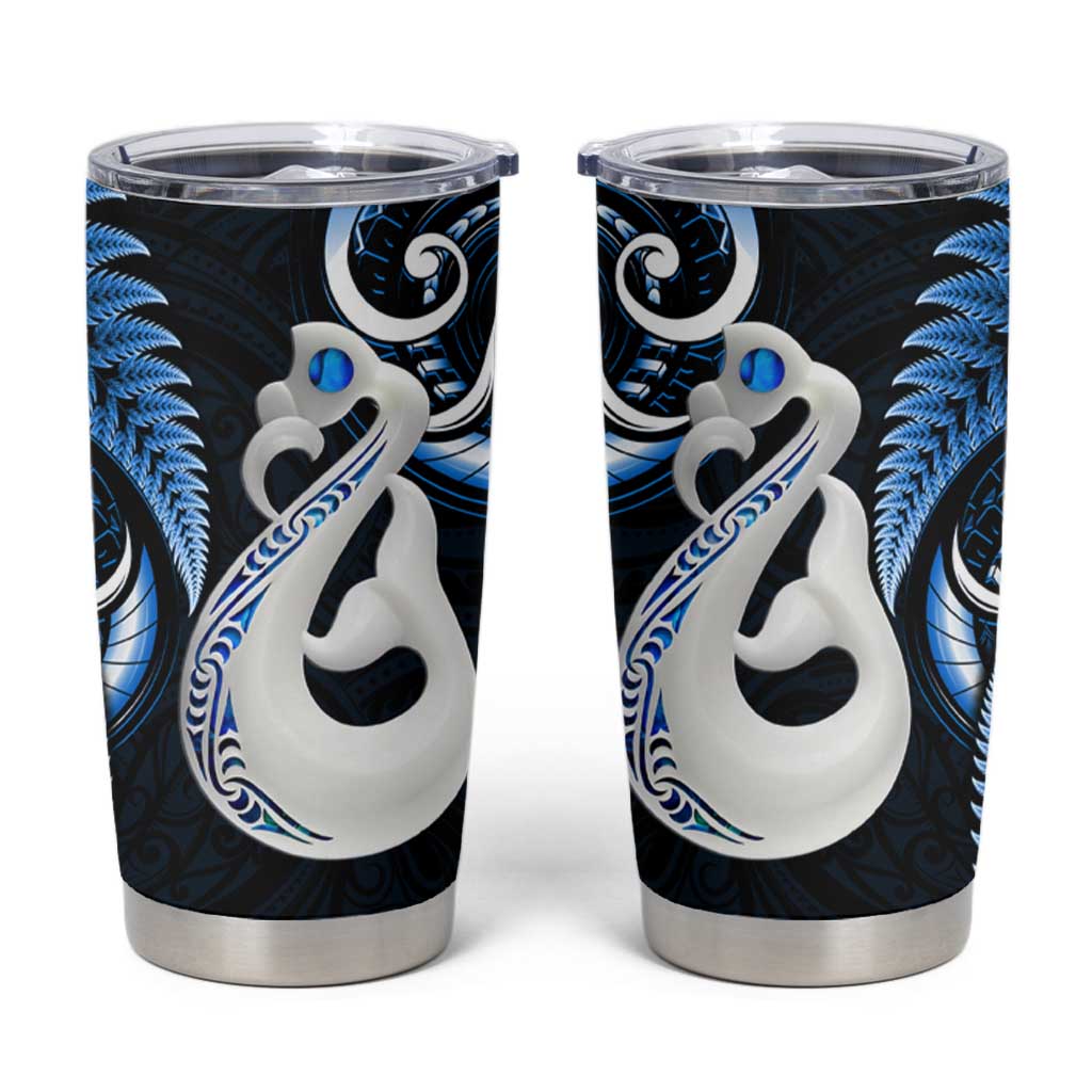 New Zealand Tumbler Cup Aotearoa Silver Fern With Manaia Maori Unique Blue