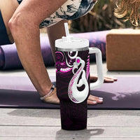 New Zealand Tumbler With Handle Aotearoa Silver Fern With Manaia Maori Unique Pink LT14 - Polynesian Pride