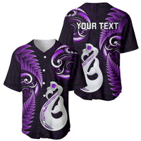 Personalised New Zealand Baseball Jersey Aotearoa Silver Fern With Manaia Maori Unique Purple LT14 - Polynesian Pride