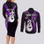 Personalised New Zealand Couples Long Sleeve Bodycon Dress and Long Sleeve Button Shirts Aotearoa Silver Fern With Manaia Maori Unique Purple LT14 - Polynesian Pride