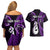 Personalised New Zealand Couples Off The Shoulder Long Sleeve Dress and Hawaiian Shirt Aotearoa Silver Fern With Manaia Maori Unique Purple LT14 - Polynesian Pride