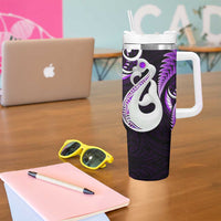 New Zealand Tumbler With Handle Aotearoa Silver Fern With Manaia Maori Unique Purple LT14 - Polynesian Pride