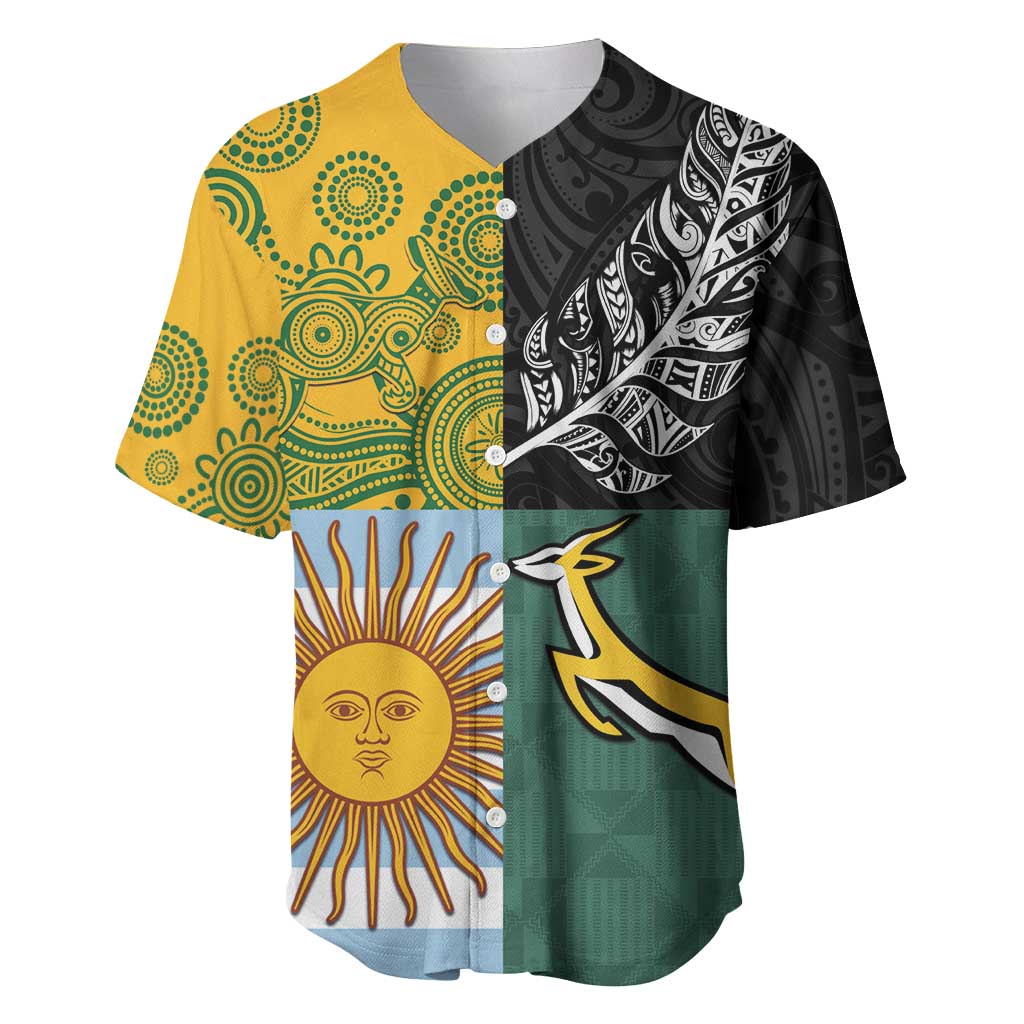 Personalised Rugby 2025 Championship Baseball Jersey Combination of Southern Hemisphere Countries LT14 Black - Polynesian Pride