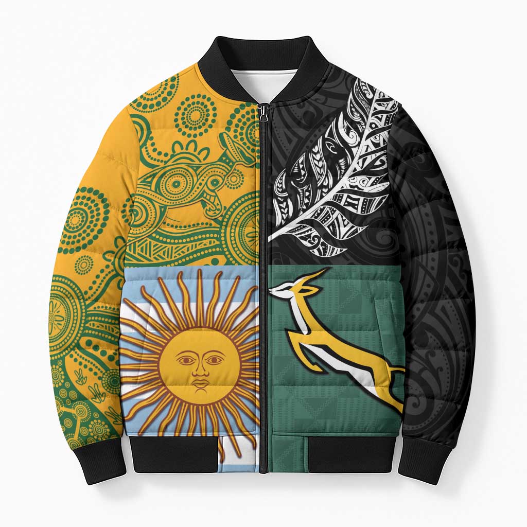 Personalised Rugby 2025 Championship Bomber Puffer Jacket Combination of Southern Hemisphere Countries - Polynesian Pride